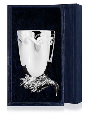 618СТ00006 Серебряная стопка перевертыш «Царь-Рыба» в подарочном футляре